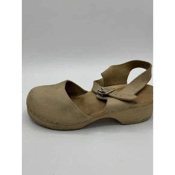 Lotta's Clogs Womens Size 36 Tan Leather Close Toe Slip On Boho Cottage Core New - Picture 11 of 14